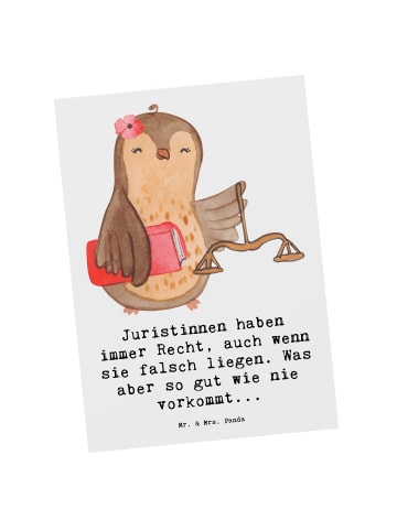 Mr. & Mrs. Panda Postkarte Juristin Recht mit Spruch in Weiß
