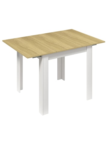 VCM  Esstisch Küchentisch Pesoli ausziehbar 80-120 cm in Weiß / Honig-Eiche