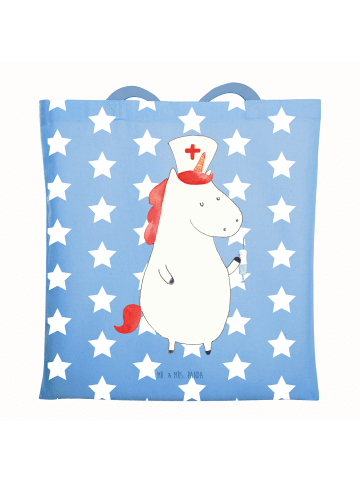 Mr. & Mrs. Panda Mehrwegtasche Einhorn Krankenschwester ohne Spruch in Sky Blue