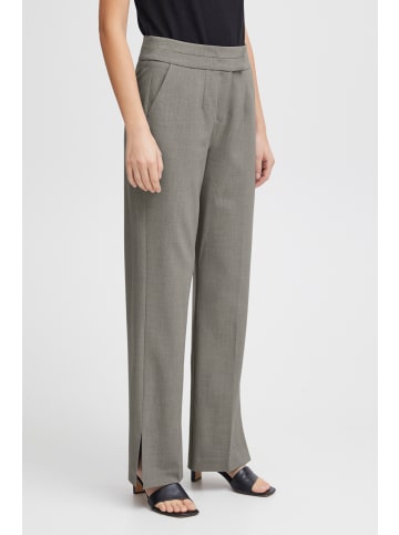 b. young BYDANTA STRAIGHT PANTS - HEAVY WOVEN Regular fit in Light Grey Melange