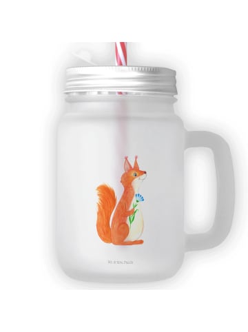 Mr. & Mrs. Panda Limonadenglas Eichhörnchen Blume ohne Spruch in Transparent