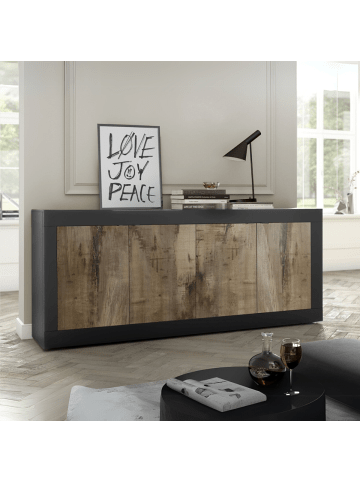 CALICOSY Buffetschrank INITIAL in Mattschwarz - (W) 207  x (H) 86  x (L) 43  cm