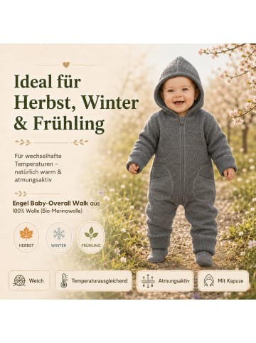 Kinderhaus Blaubär Baby-Overall mit Kapuze & Mulltuch Blaubaer in Lavagrau Melange