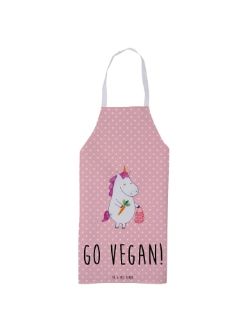 Mr. & Mrs. Panda Kochschürze Einhorn Vegan mit Spruch in Rot Pastell