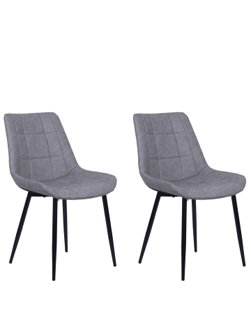 Beliani 2er-Set Esszimmerstuhl MELROSE II in Grau/Schwarz