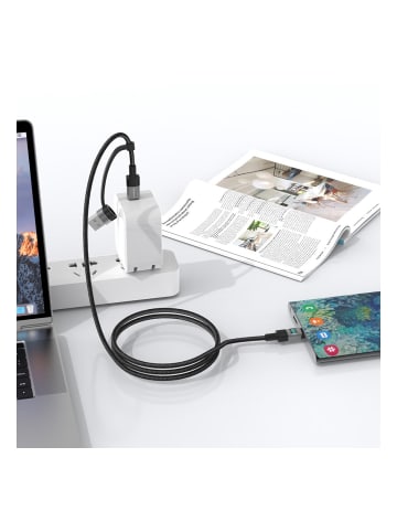 COFI 1453 Xssive 2in1 PD Schnelllade-USB-Kabel XSS-CCA-1.2m in Schwarz
