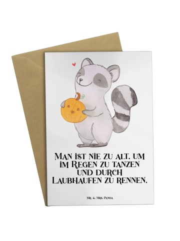 Mr. & Mrs. Panda Grußkarte Waschbär Kürbis mit Spruch in Weiß