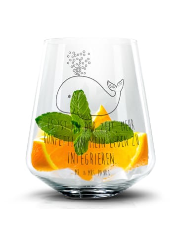 Mr. & Mrs. Panda Blümchentailglas Wal Konfetti mit Spruch in Transparent