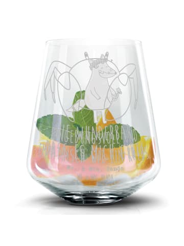 Mr. & Mrs. Panda Blümchentail Glas Sternzeichen Krebs mit Spruch in Transparent