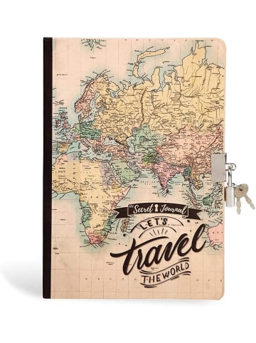 i-Total Tagebuch Vorhängeschloss Schlüsseln 80 Seiten alte Karte