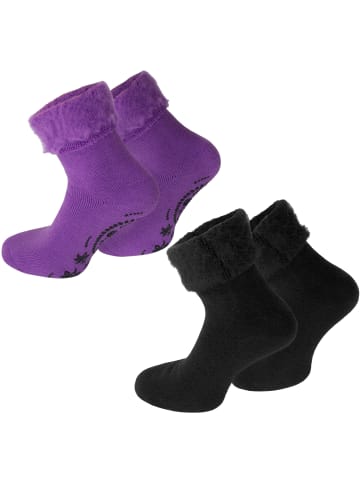 normani 2 Paar Kuschelsocken Dream in Lila/Schwarz