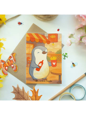Mr. & Mrs. Panda Beileidskarte Pinguin Pommes Design ohne Spruch in Weiß