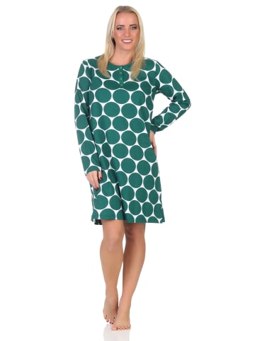 NORMANN Langarm Nachthemd Tupfen Punkte Optik - 87533 in grün