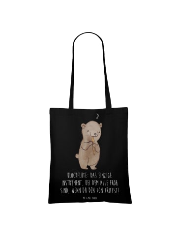 Mr. & Mrs. Panda Shopping Tasche Blockflöte Freude mit Spruch in Schwarz