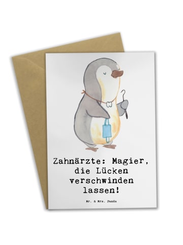 Mr. & Mrs. Panda Grußkarte Zahnarzt Magier mit Spruch in Weiß