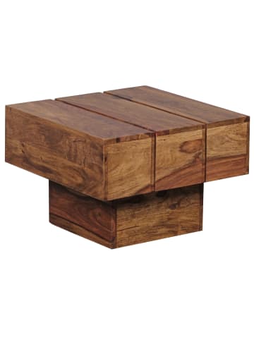 KADIMA DESIGN Beistelltisch aus Massivholz: 44x44x30 cm, handgefertigtes Unikat in Braun