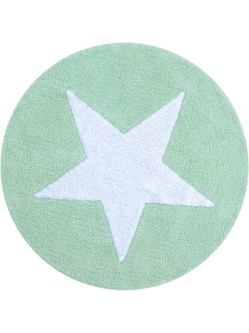 Happy Decor Kids Teppich "Round Big Star" in Grün - Ø 120  cm