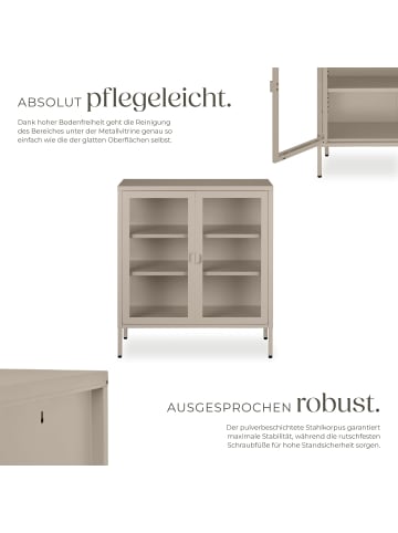 tectake Metallvitrine, Kippschutz, höhenverstellbare Füße, 80 x 37 x 90,5 cm