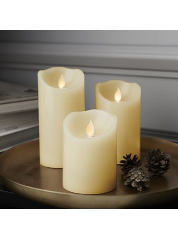 STAR Trading LED Kerze Twinkle Echtwachs in creme - H: 12,5cm