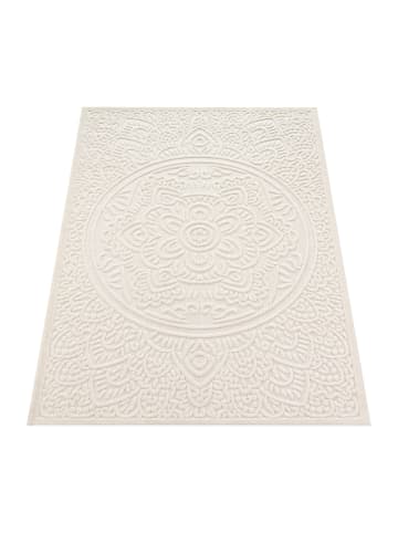 KADIMA DESIGN Teppich Kurzflor Struktur Unifarben Wohnzimmer in Creme