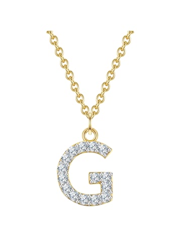 Glanzstücke München Halskette Buchstabe G aus Sterling Silber mit Zirkonia in gelbgold