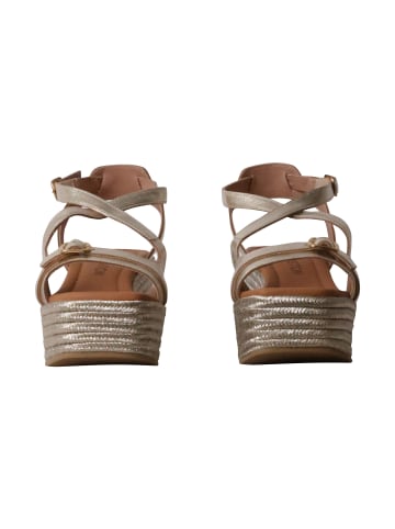 Emilie Karston Napolie-Sandalen mit Keilabsatz aus Leder Grau