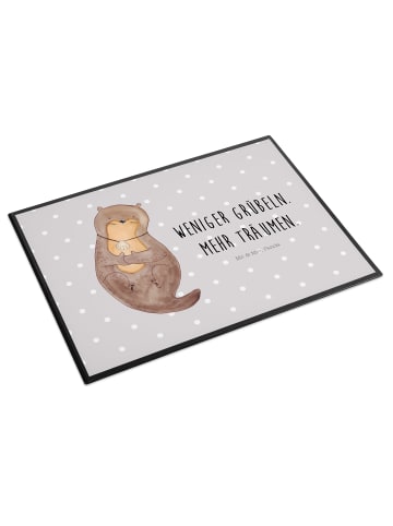 Mr. & Mrs. Panda Schreibtischunterlage Otter Muschel mit Spruch in Grau Pastell