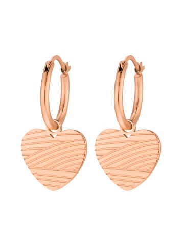 Steel_Art Ohrcreole Frauen mit Herz Anhänger Lea silberfarben in rosegoldfarben