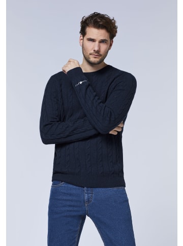 Polo Sylt Strickpullover mit Zopfmuster in Blau