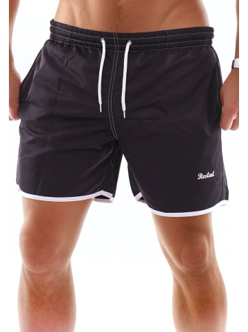 RESLAD Badehose Badeshort mit Kontrastnaht in schwarz