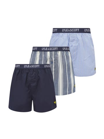 Lyle & Scott Boxer 3-Er Set in Hellblau/Weiß/Dunkelblau/Blau