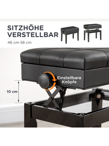 HOMCOM Klavierbank-63L x 35B x 46-56H cm-Schwarz