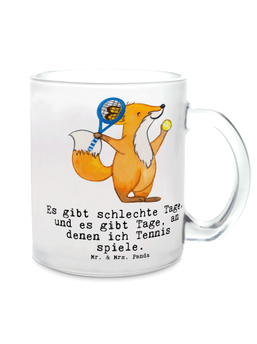 Mr. & Mrs. Panda Teetasse Fuchs Tennis spielen mit Spruch in Transparent