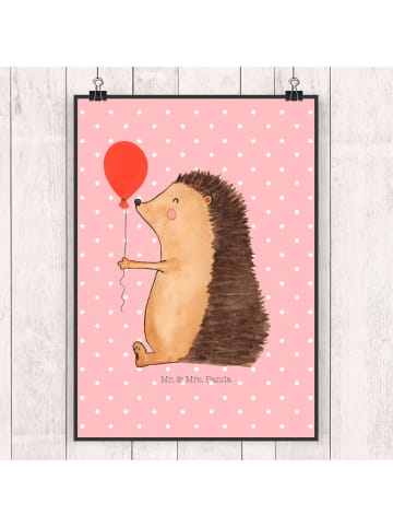 Mr. & Mrs. Panda Bild Igel Luftballon ohne Spruch in Rot Pastell