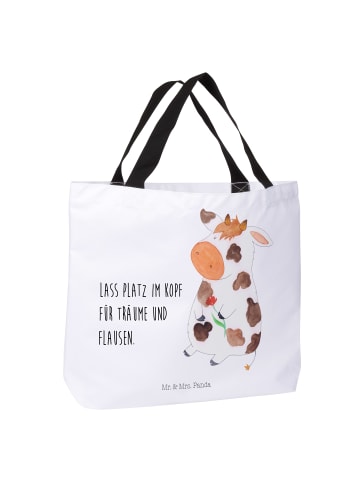 Mr. & Mrs. Panda Tote Bag Kuh mit Spruch in Weiß