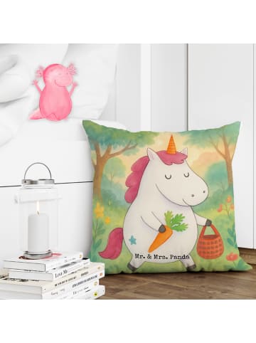 Mr. & Mrs. Panda Kopfkissen 40x40 Einhorn Vegan Design ohne Spruch in Weiß