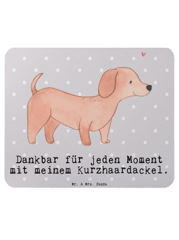 Mr. & Mrs. Panda Mauspad Dackel Kurzhaardackel Moment mit Spruch in Grau Pastell