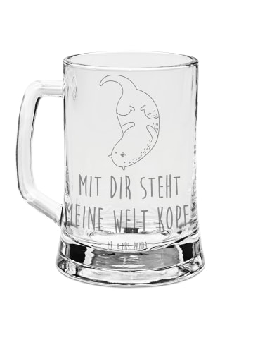 Mr. & Mrs. Panda Gravur Bierkrug Otter Kopfüber mit Spruch in Transparent