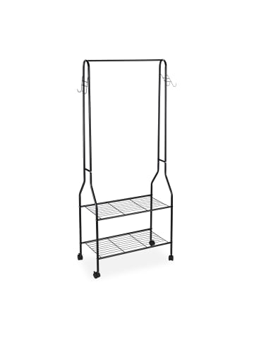 relaxdays Rollgarderobe in Schwarz - (B)68 x (H)161 x (T)33,5 cm