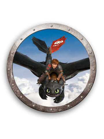 DRAGONS Drachenflug | Kinder Deko-Kissen Rund 36 cm | DreamWorks Dragons