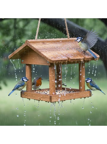 relaxdays Vogelfutterhaus in Geflammt - (B)26 x (H)22 x (T)22 cm