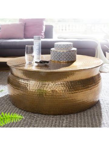 KADIMA DESIGN Couchtisch 75x31x75 cm Aluminium Beistelltisch orientalisch in Gold