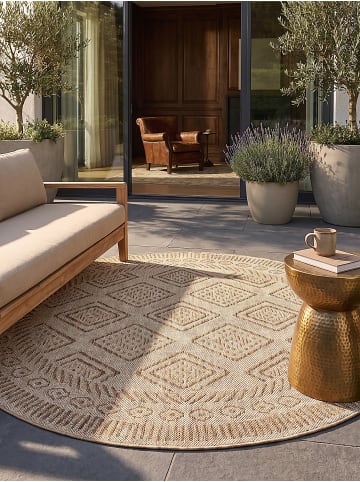 KADIMA DESIGN Outdoor-Teppich VIGOLENO Rauten Flachgewebe gekettelt in Beige-Braun