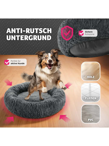 tectake Hundebett, waschbar, rund mit langem, weichem und flauschigem Plüsch
