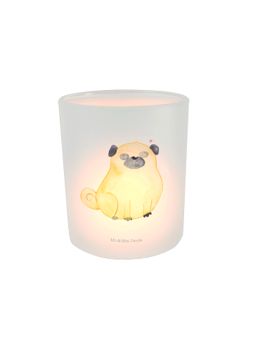Mr. & Mrs. Panda Glas Teelichthalter Mops ohne Spruch in Transparent