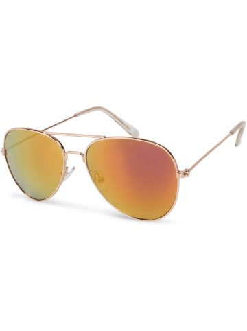styleBREAKER Piloten Sonnenbrille in Gold / Orange-Rot verspiegelt