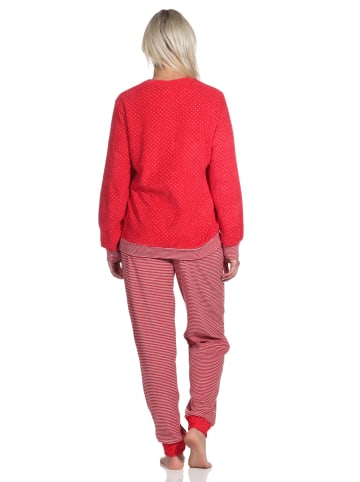 NORMANN Frottee Pyjama Bündchen Herz Tupfen und Ringeldesign - 75843 in bunt