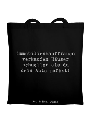 Mr. & Mrs. Panda Stoff Shopper Spruch Immobilienkauffrau mit Spruch in Schwarz