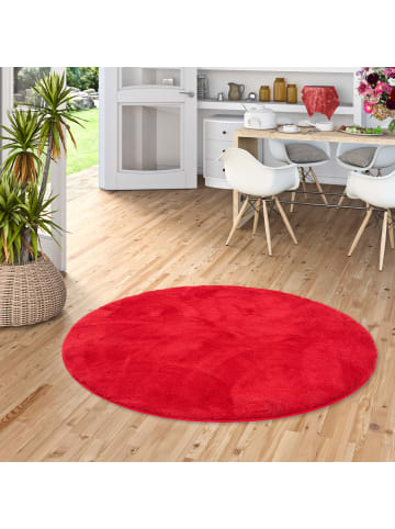 Pergamon Hochflor-Teppich Silky Rund in bordeaux