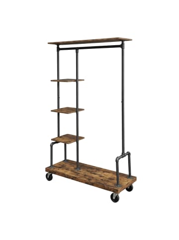 VASAGLE Kleiderständer Dalson in vintagebraun - (B)40 x (H)174.5 x (T)103.5 cm